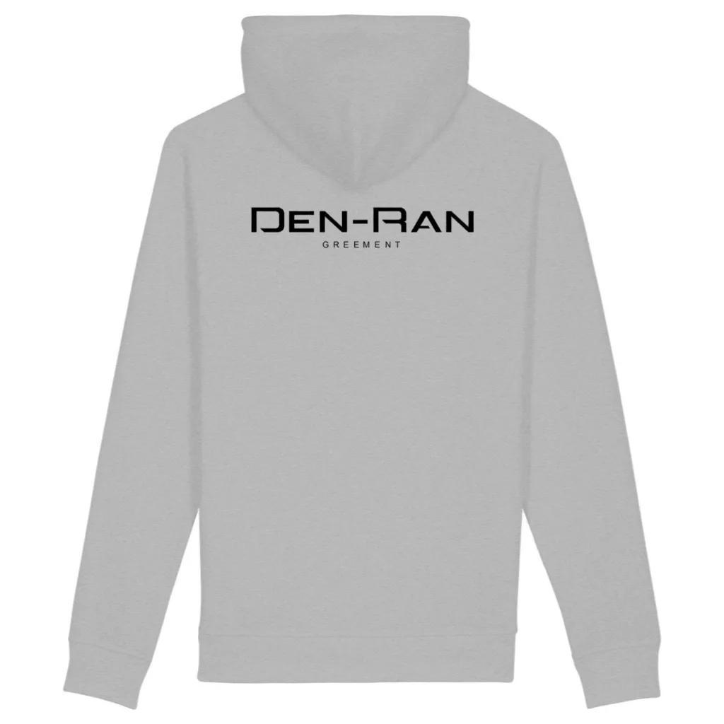 Sweat gris à capuche Den-Ran porté  de dos 
Galerie vêtements by Den-Ran