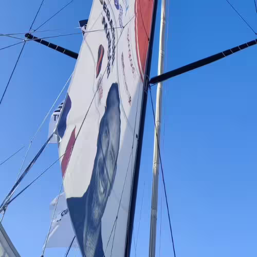 Pontoon sail of the Imoca Foussier during the Vendée Globe 2024